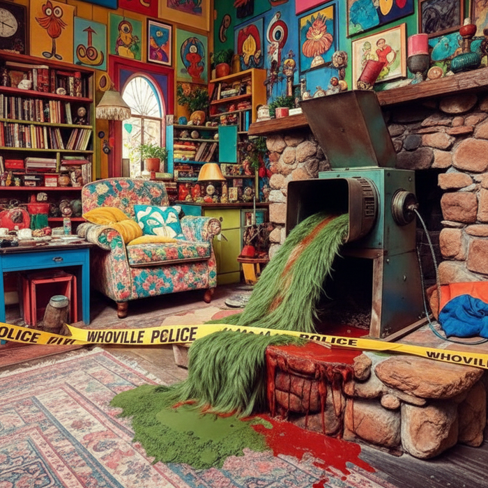 Whoville Horror - Prowler enters home via chimney straight into whiffle-chip chompulator